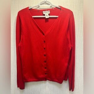 Vintage Pendleton Silk & Cashmere Red Button Up Cardigan Christmas Holiday